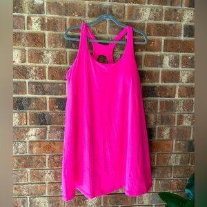 NWT Ideology Hot Pink Size 1X Active Dress with Shelf Bra and attached shorts